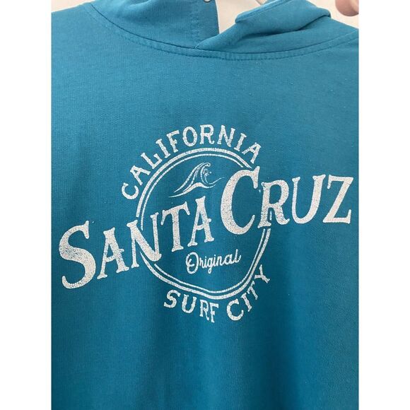 Santa Cruz California Hoodie Turquoise Adult Large Pockets Surf City Beach - Picture 2 of 6